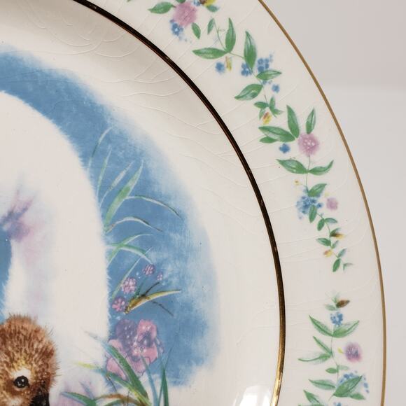 1975 Avon Gently Moments Goose + Gosling Gold-Trimmed Christmas Plate - Picture 5 of 10